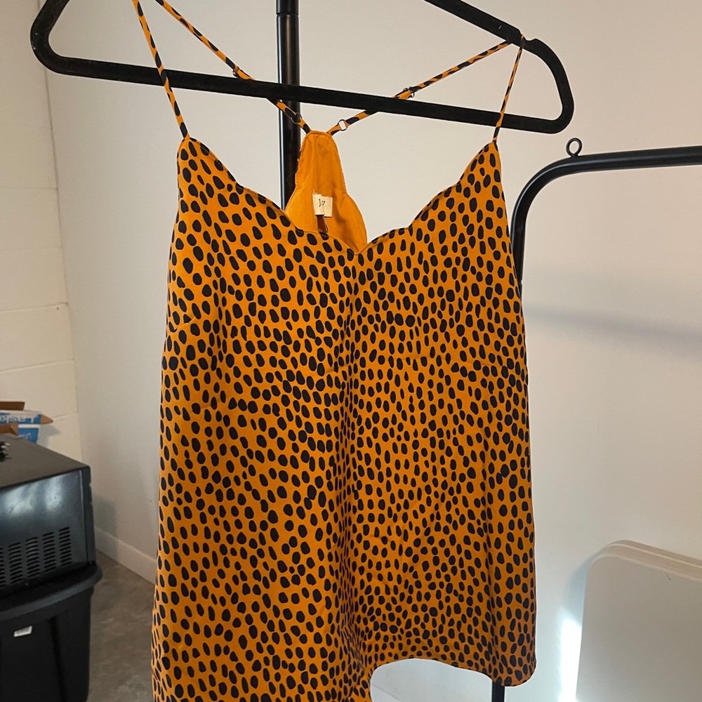 J. Crew Orange and Black Polka Dot Camisole